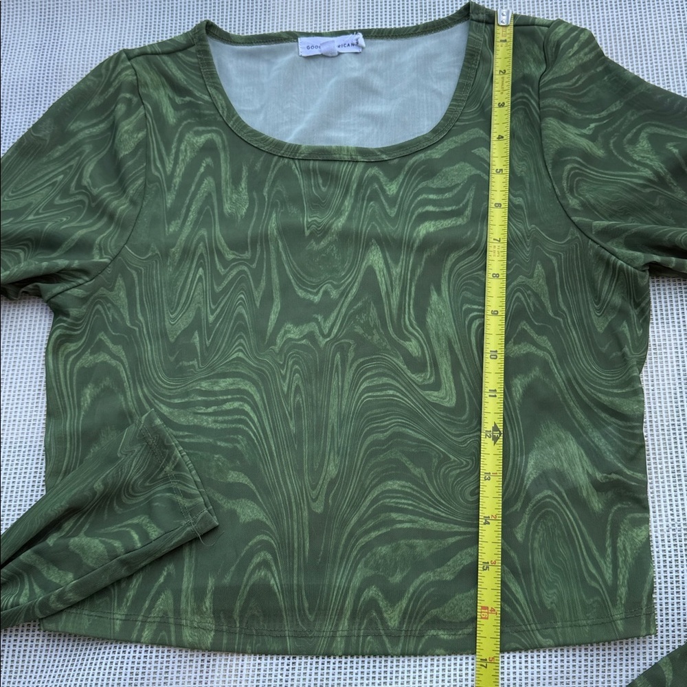 Good American womens Swirl Pattern Green Blouse size 1 - Picture 5 of 8